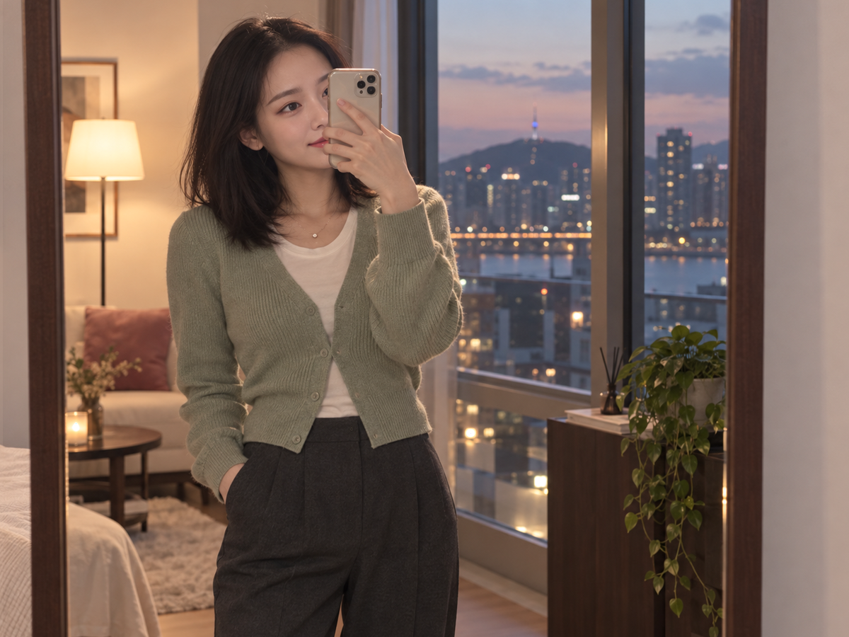 서울특별시 마포구 망원동 이동과 방문 일정을 안내하는 젊은 성인 한국 여성 관리사